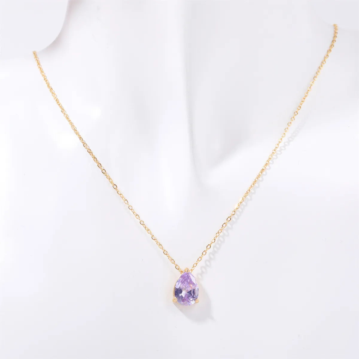 Water Drop Zircon Birthstones Necklace