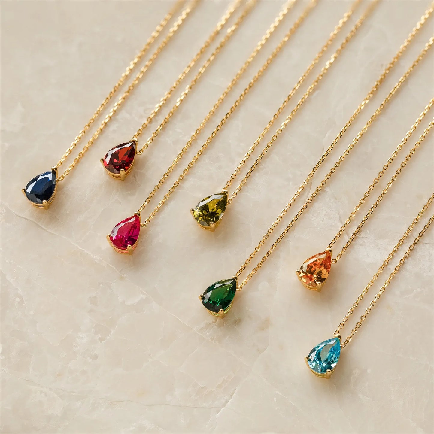 Water Drop Zircon Birthstones Necklace